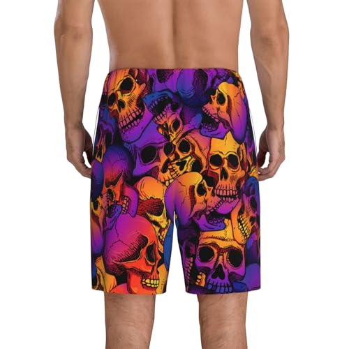 Skull Print Men’s Sleep Shorts Bottoms Soft Comfy Pajama Wear Pants With Drawstring Pockets3