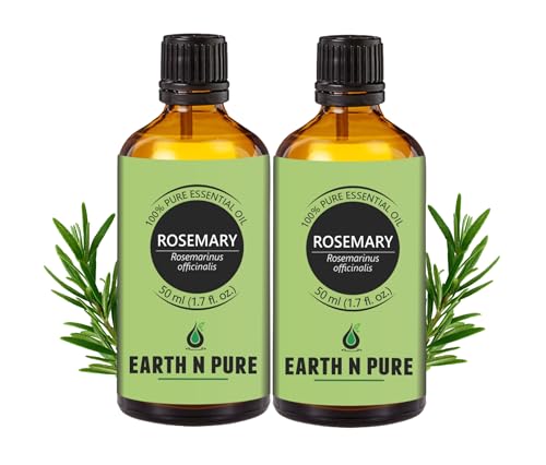 Image of Earth N Pure Rosemary Essential Oil for Hair Growth & Scalp Care - 100% Pure Natural Rosemary Oil for Skin & Aromatherapy - Steam Distilled - 50ml Pack Of 2