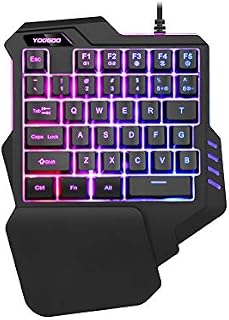 Hoopond One-Handed Gaming Keyboard, Wired Mini 35 Keys Single Hand with 8 RGB LED Backlit, Portable Gamer Keyboard With Ergonomic Design of Wrist Rest, Macro Recording Function, for PC Computer