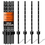 10 Pack Garden Fence Post, 5 Feet Heavy Duty Metal...
