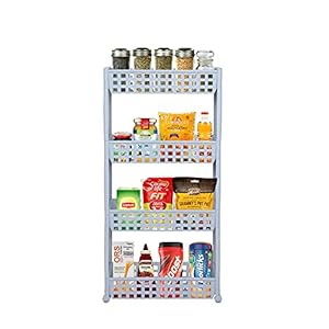 Cutting EDGE 4 Layer Slim Classic Luxe-Grey Smart Storage Organizer Shelf Rack Multipurpose Easy-to-Move Slide Out Trolley with Wheels for Kitchen, Bedroom, Bathroom, Home