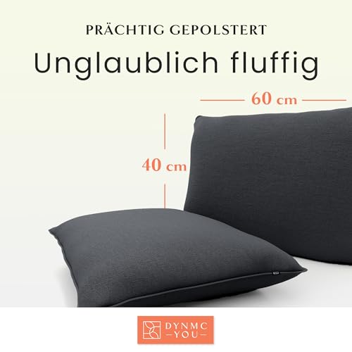 Sofakissen mit Füllung und Bezug - Sofakissen Groß 40x60 cm - Couchkissen Schwarz 2er Set viel Füllung – OekoTex zertifizierte Zierkissen Sofa & Couch – Bequeme Dekokissen Wohnzimmer, Schlafzimmer