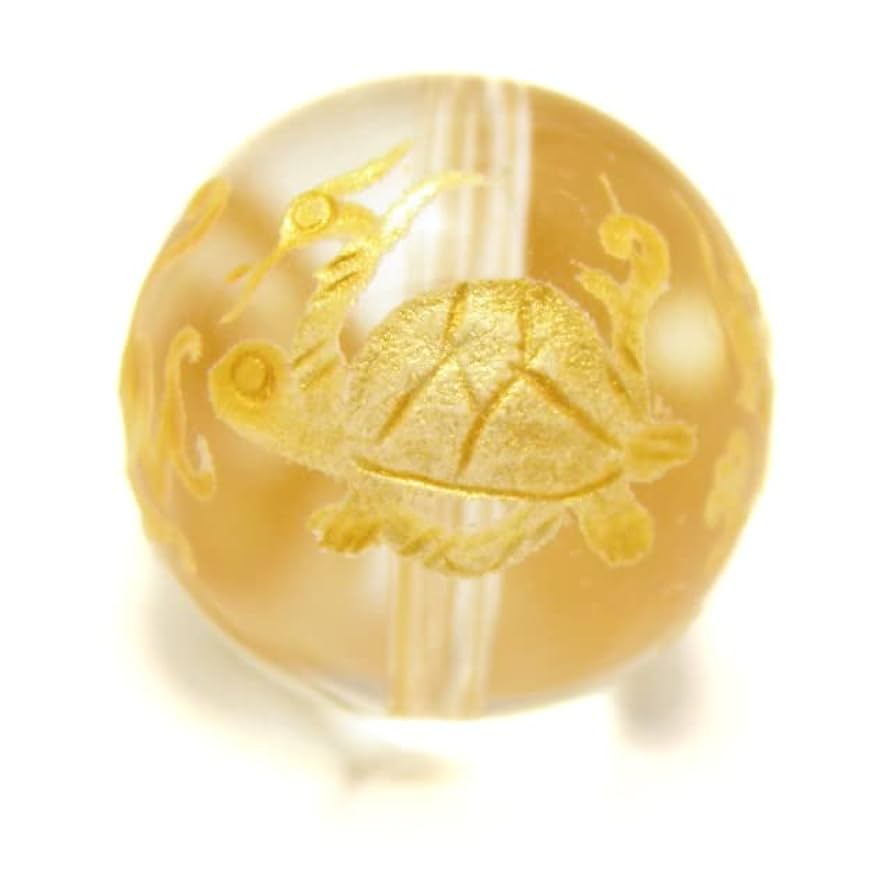 Amazon.co.jp: 四面四神獣丸玉・水晶(金色入り) 彫刻ビーズ 12mm