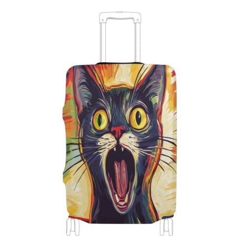 Housse élastique colorée de valise avec illustration chat mignonne