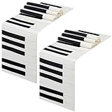Peryiter Tischläufer aus Leinen, Musiknoten, Klavier-Tischläufer für Musik, Party, Dekoration für Jazz, Hochzeit, Brautparty, Geburtstag, Patry Supplies, 183 x 33 cm (Klavierstil), 2 Stück
