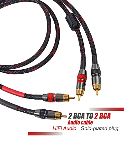 Rca Cable, 2Rca Male To 2Rca Male Stereo Audio Cables 【Hi-Fi Sound】Braided Rca Stereo Cable For Home Theater, Hdtv, Amplifiers, Hi-Fi Systems, Car Audio, Speakers (1M(3.3Ft)) #TOP2