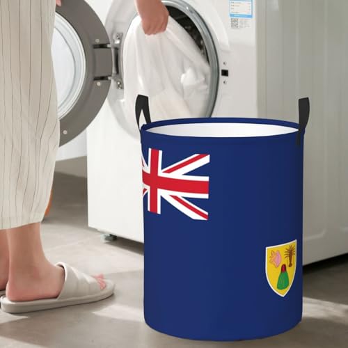 Grand panier à linge imprimé drapeau îles Turques et Caïques pour la maison - 8