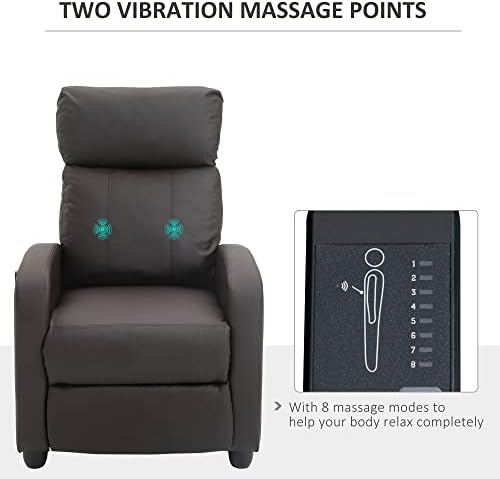 HOMCOM Recliner Sofa Massage Chair PU Leather Armcair w/Footrest and Remote Control for Living Room, Bedroom, Home Theater, Brown