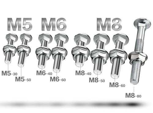 SWTYExt 25 Stück Schlossschrauben M6X80mm Schloßschrauben Flachkopfschrauben mit Flanschmuttern M6 Mutter DIN 6923 Torbandschrauben für Bauwesen Heimdekoration Industriemaschinen