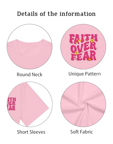 Image of Christian Shirts for Girls Faith Over Fear Shirt Religious Tees