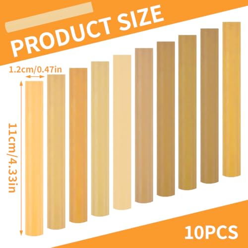 NHQZ 1 Laminat Reparaturset(10 Stäbchen), Holzwachs Reparatur Wachsstäbchen, Weiß Grau Schwarz Parkett Reparaturset, Holz Hartwachs Reparaturset,Holzspachtel,Parkettkleber(Holzfarbserie,C)