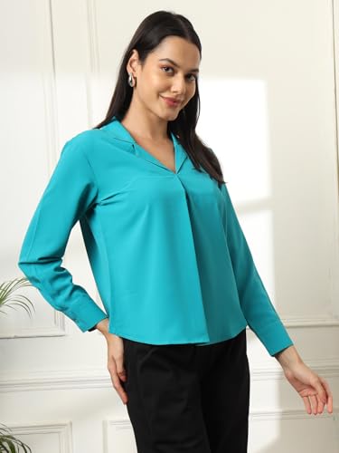 Image of Women's Regular Fit Cotton Blend Shirts with Wingtip Collar