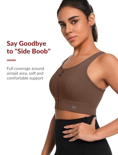Image of Yvette Front Closure High Impact Sports Bra for Women | Cup Sizes A to DDD Up to 5XL, Sewn in Pads, No Underwire, Breathable Fabric Moisture-Wicking, Easy on and off, Full Coverage