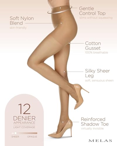 Image of Women's 12 Denier Soft Sheen Crystal Sheer Control Top Pantyhose
