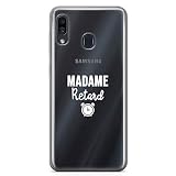 ZOKKO Coque Samsung A40 Madame Retard - Souple Transparente Encre Blanc