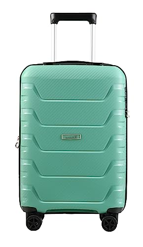 LUGGEX 22x14x9 Carry On Luggage with Wheels, 20 Inch PP Expandable Luggage Lightweight, High Rebound Toughness and Anti-Explosion Zipper (Green Suitcase)