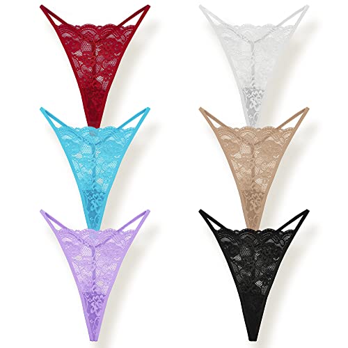 Xlndsoea Sexy Exotic G-String Panties Low Rise Lacy Thongs Soft Underwear For Women Pack Of 6 #TOP30