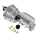 Aflle Racing Chrome 7' Dual Power Brake Booster & Finned Top 1' Bore Master Cylinder...