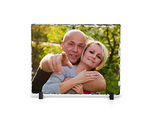 Chicken Craft Personalised Custom Printed Photo Rock Slate - Glossy Rectangle, Personalised Photo Gift - 15cm x 20cm - with Stand