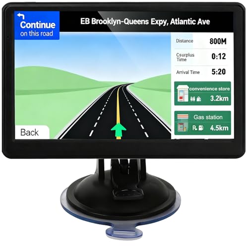 Car GPS Navigation, 2025 Map 7 inch Touch Screen Car GPS, Voice Turn Direction Guidance, Support Speed and Red Light Warning, Pre-Installed North America Lifetime map Free Update