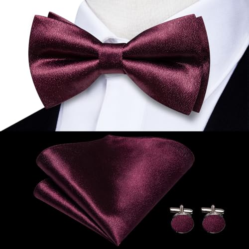 Image of Dubulle Suspender and Bow Tie for Men Paisley Solid Mens Suit Braces Pretied Bowtie and Handkerchief Cufflinks Formal Wedding