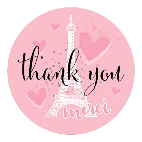Paris Birthday Party Thank You Stickers – 40 Count, 1.75