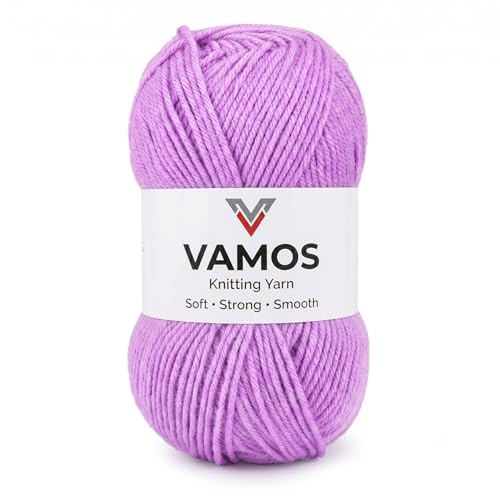 Image of VAMOS Acrylic Hand Knitting & Crochet Yarn - 100g Ball, 4 ply Soft Yarn for Knitting Sweaters, Scarves, Hats, Amigurumi, Babywear & DIY Crafts (Purple)