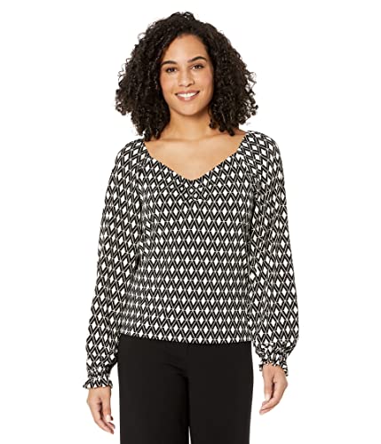 Michael Kors Mod Puff Sleeve Ruched Top Bone Sm #TOP28