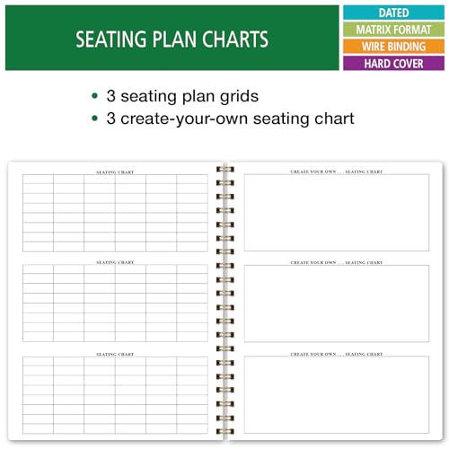 Elan Publishing Company HARDCOVER 7 Period Dated Teacher Lesson Plan; Days Horizontally Across The Top Dated for 2024-2025 Academic Year with Bonus Clip-in Bookmark (Tree Seasons)