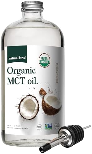 Natural Force Organic MCT Oil – Pure Glass Bottle – Made from 100...