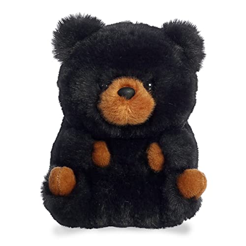 Aurora® Playful Rolly Pet™ Cuddles Black Bear™ Stuffed Animal - Compact Size for On-The-Go Fun - for Adults, Kids, Birthdays, and Anniversaries - Black 4.5 Inches