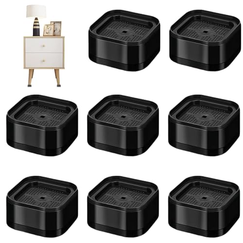 MUNTE 8 Piezas Apilable Elevador Mesa, Tacos Elevadores Cama Negro, Elevadores de Cama, Altura Individual 3,5 cm, Superficie Antideslizante, para Sillas, Sofás, Lavadoras