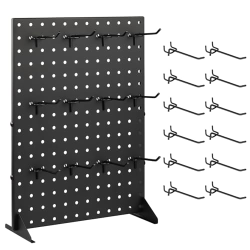 Alffun Pegboard Display Stand with 12 Peg Hooks for Craft