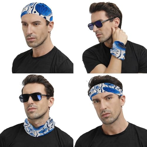 Neck Gaiter White Blue Ink Face Mask for Travel Face Cover Scarf for Men Women Elastic Headbands Wind-proof Bandana for Skiing Fishing Hiking Cycling4