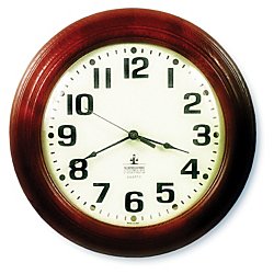 Quartz Wall Clock - Hardwood Round Frame - Mahogany Case/White Face #TOP17