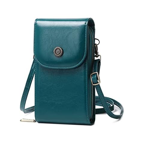 XUEREY Waterproof Crossbody Phone bags Leather Small Cellphone Bag Pouch with Long Strap Zips Card Slots Handbags for Women (Green) Cover