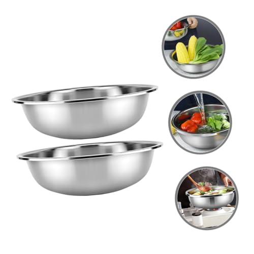 Set de 2 Tazones de Acero Inoxidable para Lavar Verduras 30x30x8 cm miniatura 6