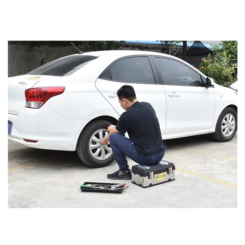 Tool storage Tool Box Stainless Steel Toolbox Multi-function Household Portable Hardware Repair Kit Extra Storage and Lock Box(17 Inch /20 )(20inch) - Image 5