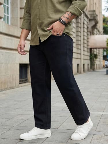 Image of Urbano Plus Men's Relaxed Fit Washed Denim Jeans Non-Stretchable