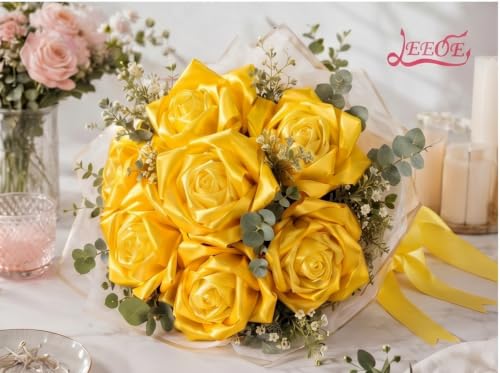 Image of Double Face Yellow Satin Ribbon 1-1 /2 inch X 25 Yards Polyester Yellow Ribbon for Gift Wrapping Very Suitable for Weddings Party Hair Bow Invitation Decorations and More