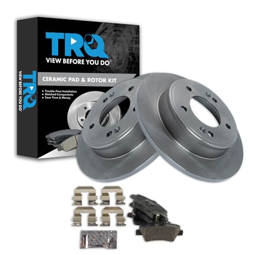 Image of TRQ Rear Brake Pad and Rotor Set Ceramic Compatible with 2016-2017 Hyundai Veloster 2017-2020 Elantra GT 2017-2018 Kia Forte Forte5 2017-2019 Soul