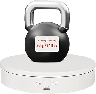Rotating Display Stand with Type-C Power Cable, 360 Motorized Turntable Adjustable Speed and Direction,