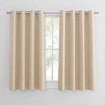 PONY DANCE Thermal Insulated Energy Saving Curtains with Eyelet for Bedroom, Beige 54 Inch Drop Short Curtains for Window Treatment Drapes, W46 X L54, 2 Panels, Biscotti Beige