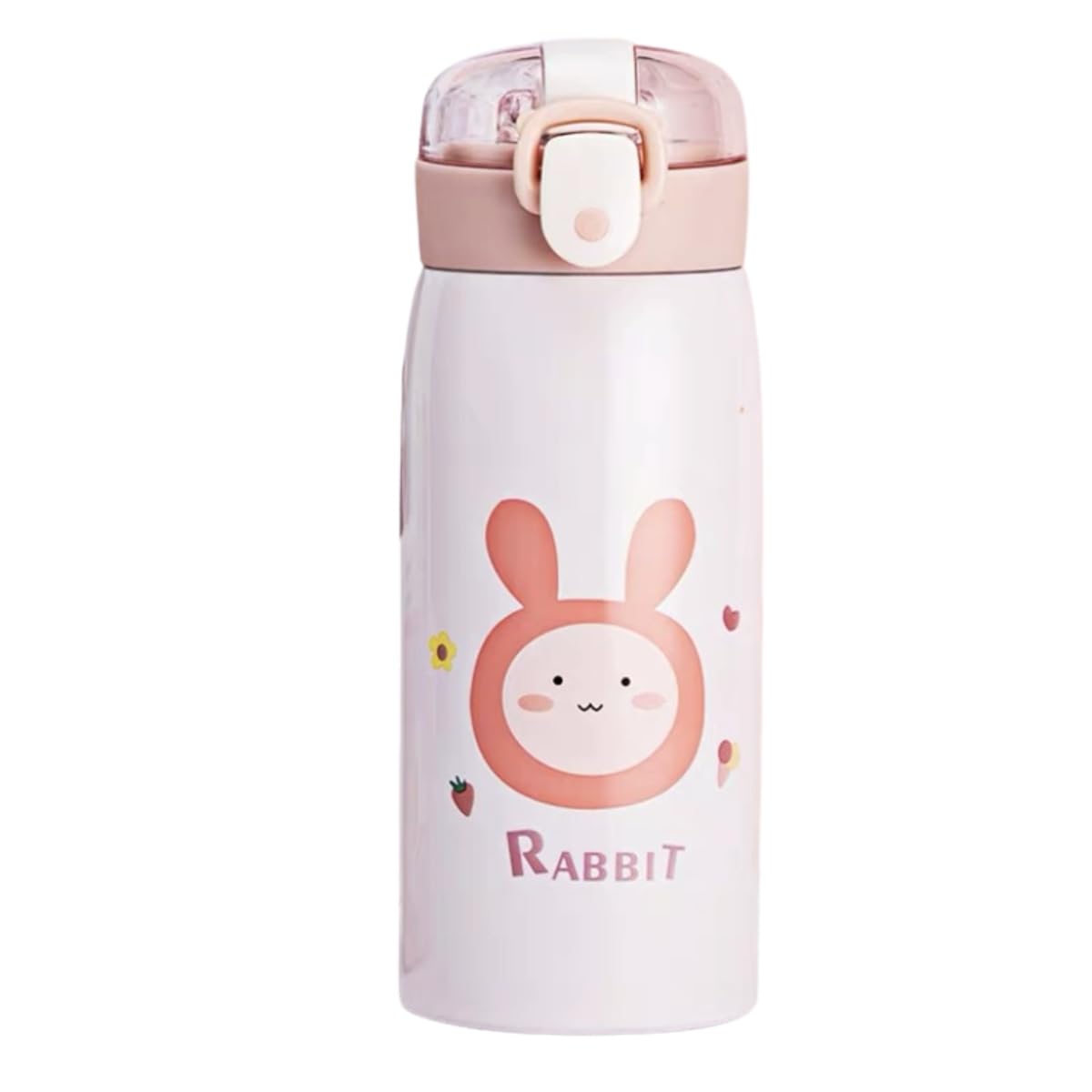 Garrafa Térmica Garrafinha Térmica Infantil Inox Canudo Trava 350 ml - Desenho Coelho - TYDA