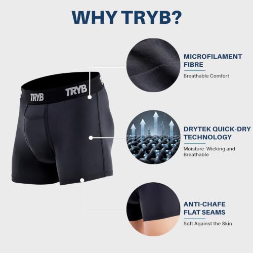 Image of TRYB Sports Underwear for Men | Stretchable Active Square Cut Trunks for Running & Gym Workout | Quick Dry, Breathable, Moisture Wicking & Anti Chafing | Sports Innerwear Boxers