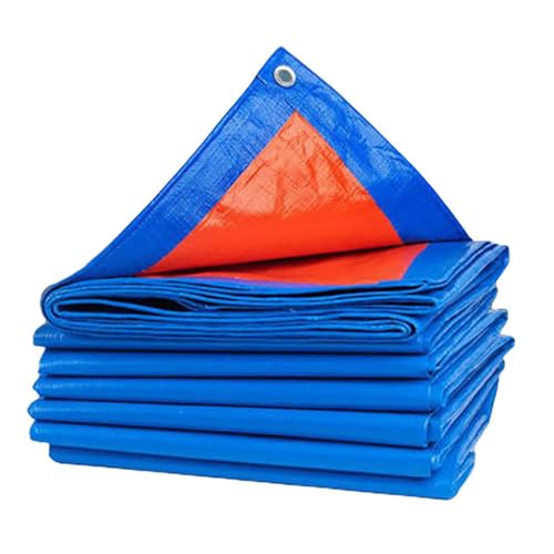 Strapazierfähige wasserdichte Abdeckplane, 4,0 m x 7,0 m, rostfreie Ösen, Outdoor-Abdeckung für Camping, Gartenhaus, Schutz, blaue Plane für alle Wetterbedingungen