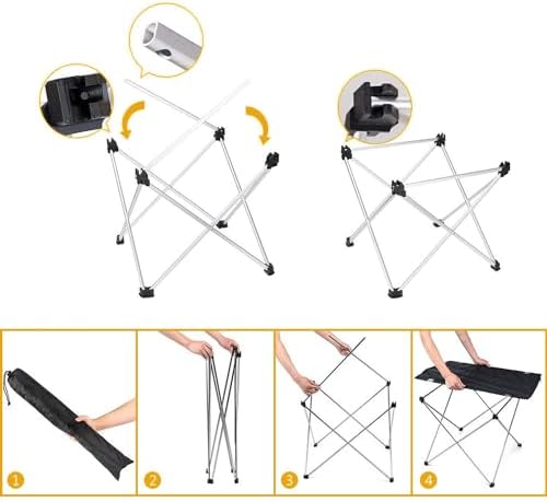 HAEGS Ultralight Katlanır Kamp Masası, Piknik, BBQ, Doğa Aktiviteleri, Hiking, Plaj için Taşınabilir Kompakt Roll Up Outdoor Kamp Masası Büyük Boy - Gri - Görsel 5