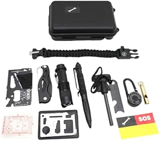 HTTMT- Survival Kit 10 in 1 Portable Foldable Emergency Tools Military Camping Tactical Outdoor Disaster Zombie [P/N: ET-OUTDOOR004-RAW]