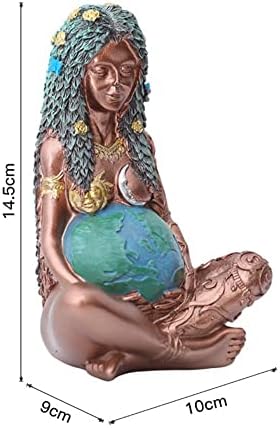 MINGZE Mother Earth Statue, Resin Figurine Ornament Gaia Earth Goddess Art Painted Decor Garden Outdoor Home Decoration Gift for Mom
