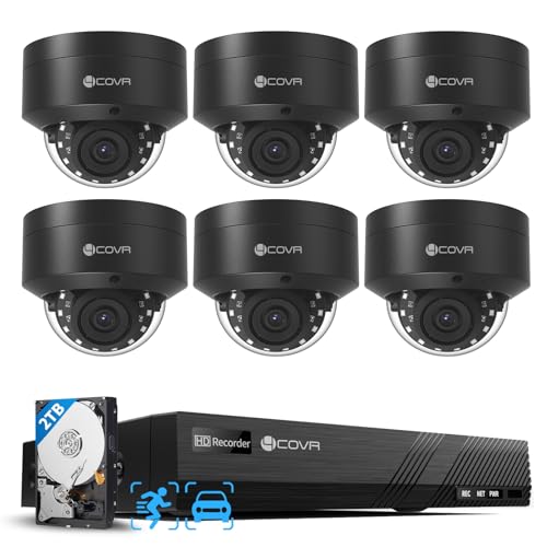 4COVR PoE Security Camera System, 6X 8MP IK10 Vandal-Proof Commercial Wired PoE IP Dome Camera IP67, AI Human Vehicle Detection, 8 Channel 4K NVR 2TB HDD, 24/7 Home Surveillance Outdoor, LY5